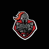 The Knight Warrior Holding Sword in Badge Emblem Style Vector Logo Isolated. Best for Esport and Fitness Related Industry