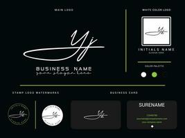 Hand Draw Yj Signature Business Logo, Initial Luxury YJ Logo Icon Design vector