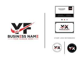 Yf Brush Letter Logo, Alphabet YF Logo Icon With Business Card vector