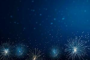Close ups of sparkling New Years Eve firework displays background with empty space for text photo
