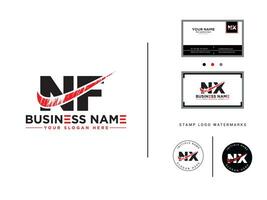 Hand Drawn Nf Business Logo Icon, Modern NF Logo Letter Brush Design vector