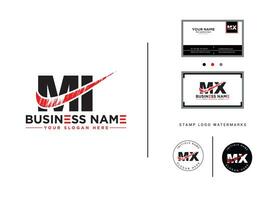 Stylish Mi Letter Logo, Brush MI Logo Icon With Business Card vector