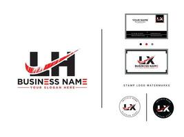 Alphabet Lh Vector Logo, Geometric LH Brush Logo Icon With Business Card