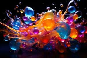 Bursting rainbow neon bubbles of vibrant and captivating colors photo