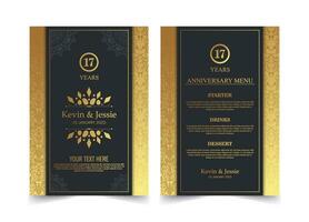 Luxury 17th anniversary menu design vector