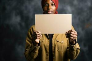 Individual holding Human Rights Day placard background with empty space for text photo