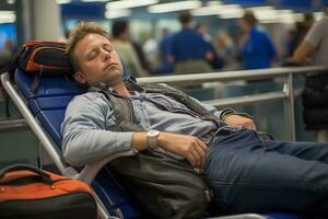 pasajero siesta en aeropuerto terminal foto