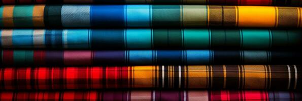 Vivid display of tartan plaid patterns in various color schemes photo