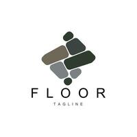 Floor Logo Design for Home Ceramic Decoration with Minimalist Abstract Shapes, Vector Templet Illustration