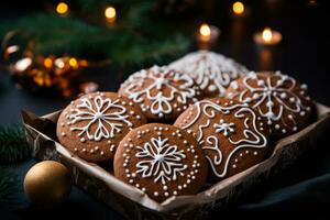 mano dibujado jengibre galletas Perfecto para Navidad festividades y indulgencia foto