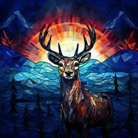 Deer in stained glass style photo