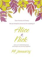 Decorative template card with colorful floral elements. Frames with flowers and leaves, can be used as wedding invitation, greeting card or in any decorative design. vector