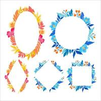 Set of vector floral elements with leaves and flowers. Vector design for wedding invitations and greeting cards.