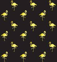 Seamless pattern of gold flamingo silhouette vector