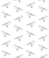 Vector seamless pattern of outline sketch sea gull