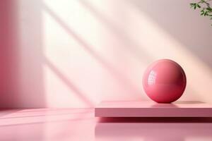 Pink studio light mock up with soft shadow for product presentation 3D photo