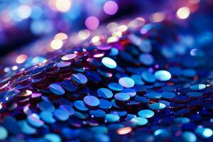 Sequin fabric glittering under light captured in a detailed macro shot photo