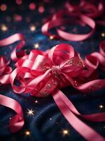 A Vibrant Pink Ribbon symbolizing hope and strength photo