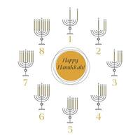 Hanukkah candles fire. Celebrate Saint holiday day. Vector