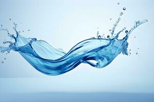 azul agua ola salpicaduras y fluir formas con gotas generativo ai foto