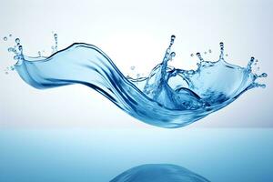 azul agua ola salpicaduras y fluir formas con gotas generativo ai foto