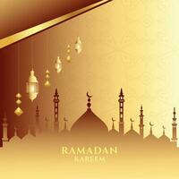 Modern  and style ramadan  kareem islamic golden background design vector