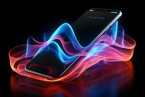 line graphics gradient light phone signal technology Generative AI photo