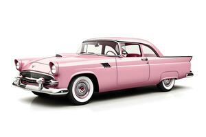 clásico rosado coche aislado en blanco antecedentes generativo ai foto