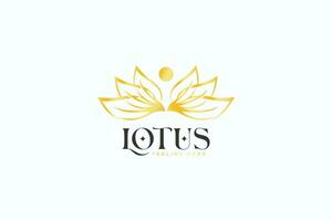 Gold Abstract Lotus Leaf Natural Health Mental and Physical Quality Life Logo vector