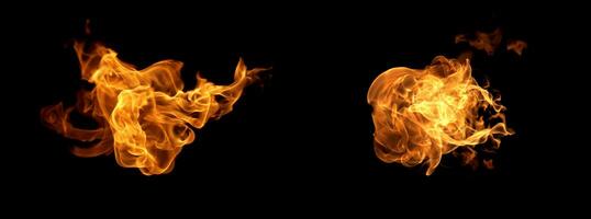 Fire flames on a black background photo