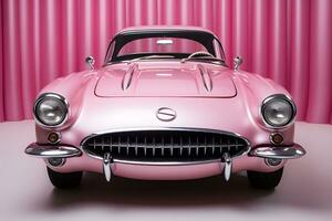 clásico coche rosado fondo de pantalla generativo ai foto