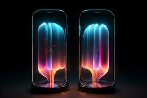 line graphics gradient light phone signal technology Generative AI photo