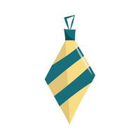 Rhomboid Christmas tree toy in yellow and blue color. The ornament is rectangular in shape. Christmas gift. Flat vector illustration.