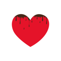 chocola snoep in hart vorm geïsoleerd. illustratie van donker hart Choco zoet dat smelt en met twee vallend druppels. chocola dromen smakelijk Cadeau liefde concept in vlak ontwerp. png