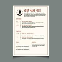 Infographic CV template. Classy employment interview minimalist sample simple applications resume creative vector illustration design. professional corporate curriculum vitae