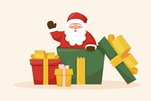 Santa Claus in a gift box vector