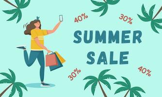 Summer sale blue background vector