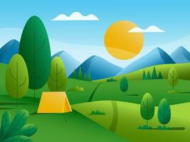 Summer landscape gradient vector