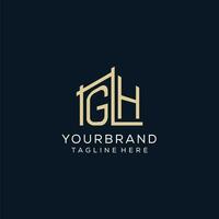 Initial GH logo, clean and modern architectural and construction logo design vector