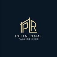 Initial PR logo, clean and modern architectural and construction logo design vector