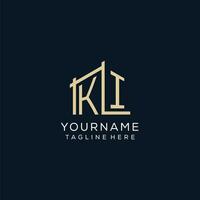 Initial KI logo, clean and modern architectural and construction logo design vector