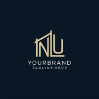 Initial NU logo, clean and modern architectural and construction logo design vector