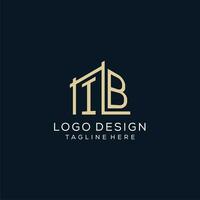 Initial IB logo, clean and modern architectural and construction logo design vector