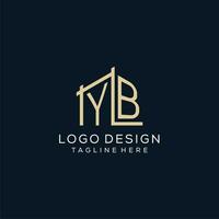 Initial YB logo, clean and modern architectural and construction logo design vector