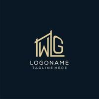 Initial WG logo, clean and modern architectural and construction logo design vector