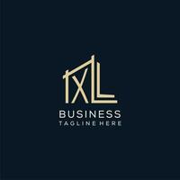 Initial XL logo, clean and modern architectural and construction logo design vector