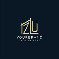 Initial ZU logo, clean and modern architectural and construction logo design vector