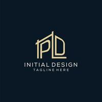 inicial pd logo, limpiar y moderno arquitectónico y construcción logo diseño vector