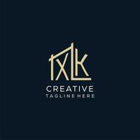 Initial XK logo, clean and modern architectural and construction logo design vector