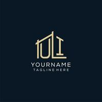 Initial UI logo, clean and modern architectural and construction logo design vector